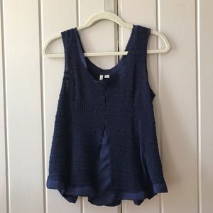 Multi fabric peplum tank top
